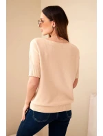 Dámský svetr z viskózy s krátkým rukávem světle camelový Dámský svetr z viskózy s krátkým rukávem světle camelový