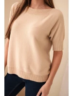 Dámský svetr z viskózy s krátkým rukávem světle camelový Dámský svetr z viskózy s krátkým rukávem světle camelový