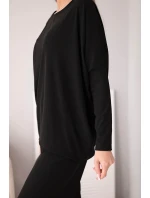 Dámský viskózový komplet s volnou blůzou a kalhotami černý