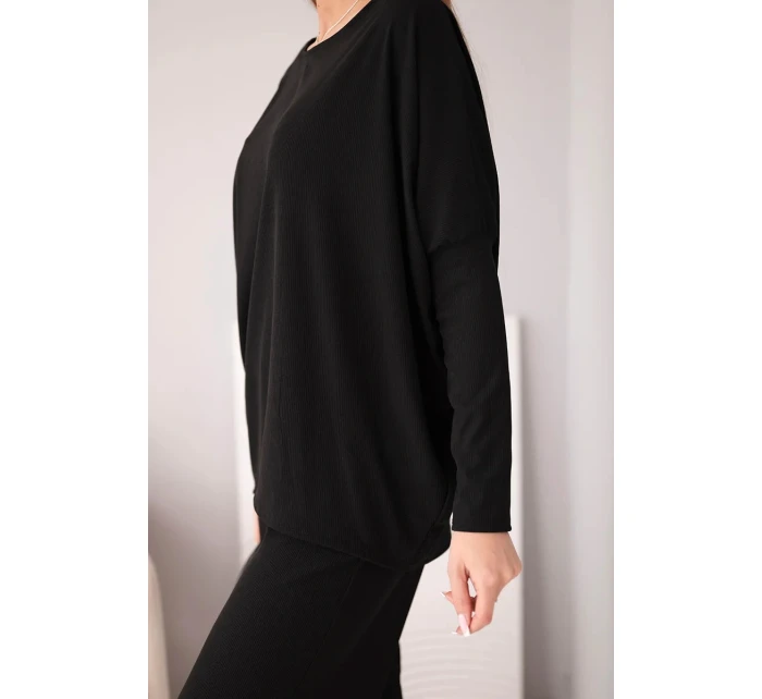 Dámský viskózový komplet s volnou blůzou a kalhotami černý Dámský viskózový komplet s volnou blůzou a kalhotami černý