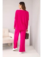 Dámský viskózový komplet s volnou blůzou a kalhotami fuchsie