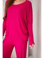Dámský viskózový komplet s volnou blůzou a kalhotami fuchsie