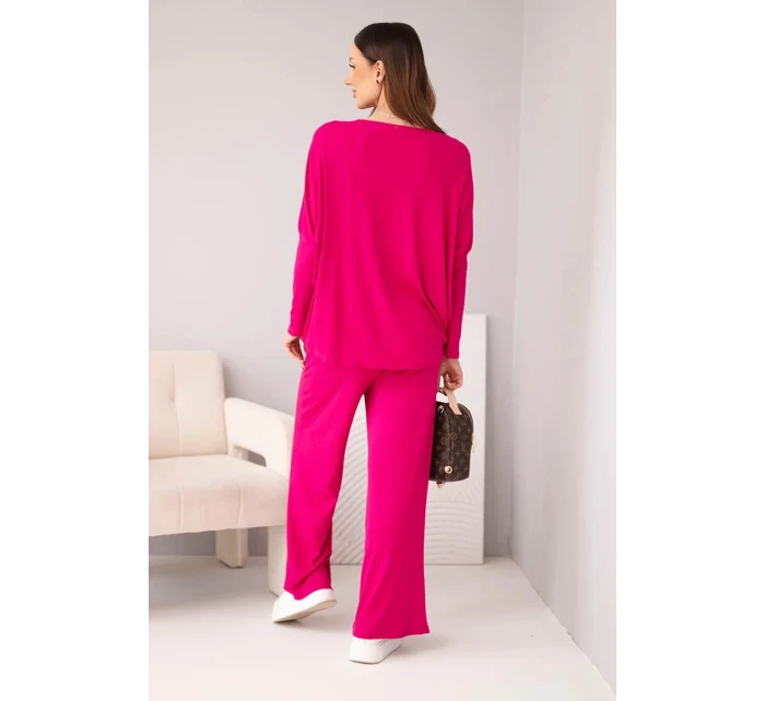 Dámský viskózový komplet s volnou blůzou a kalhotami fuchsie Dámský viskózový komplet s volnou blůzou a kalhotami fuchsie
