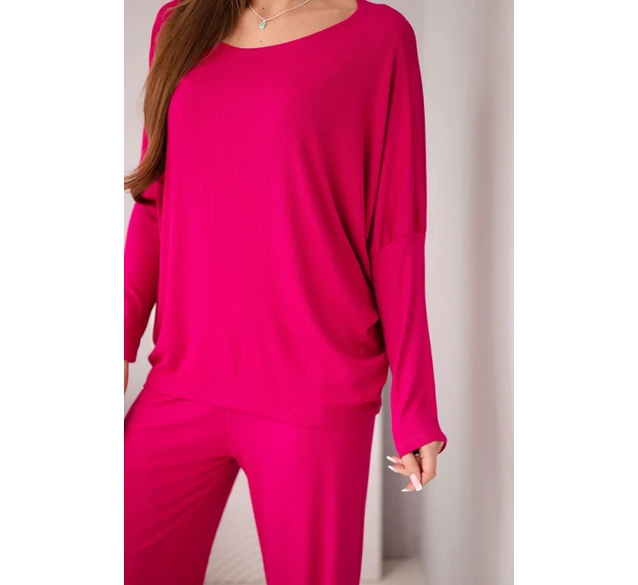 Dámský viskózový komplet s volnou blůzou a kalhotami fuchsie Dámský viskózový komplet s volnou blůzou a kalhotami fuchsie