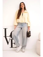 Dámská bunda se zipem a model 21961332 rukávy žlutá - K-Fashion