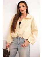 Dámská bunda se zipem a model 21961332 rukávy žlutá - K-Fashion