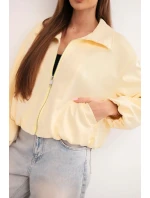 Dámská bunda se zipem a model 21961332 rukávy žlutá - K-Fashion