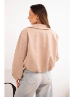 Dámská bunda se zipem a model 21961334 rukávy camelová - K-Fashion