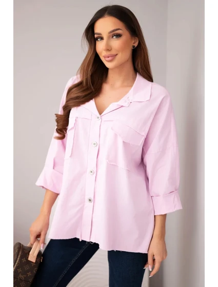 Dámská bavlněná košile s kapsami světle fialová Dámská bavlněná košile s kapsami světle fialová