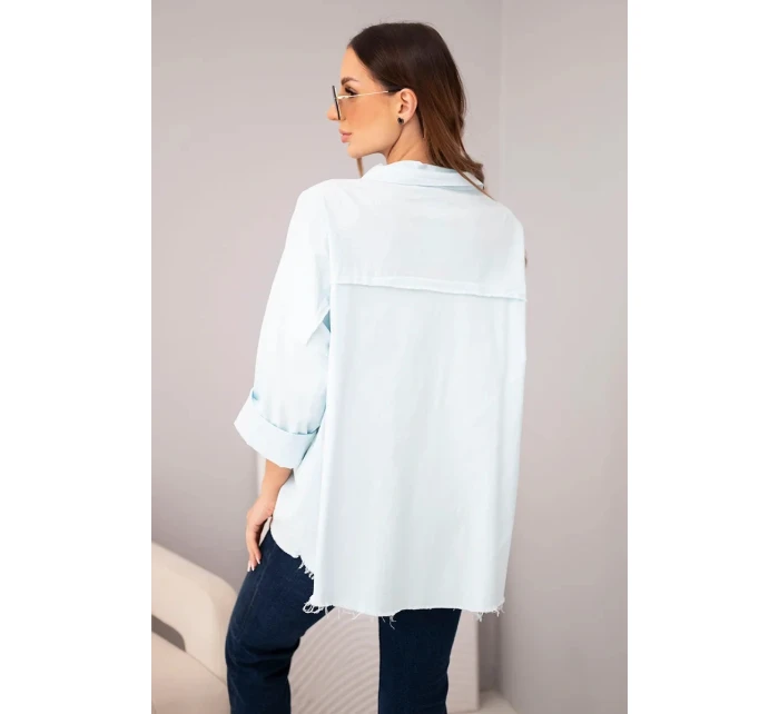 Dámská bavlněná košile s kapsami modrá Dámská bavlněná košile s kapsami modrá