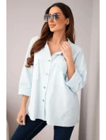 Dámská bavlněná košile s kapsami modrá Dámská bavlněná košile s kapsami modrá