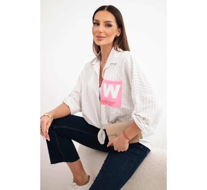 Dámská bavlněná košile s pásky a vázáním béžová Dámská bavlněná košile s pásky a vázáním béžová