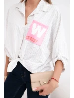 Dámská bavlněná košile s pásky a vázáním béžová Dámská bavlněná košile s pásky a vázáním béžová