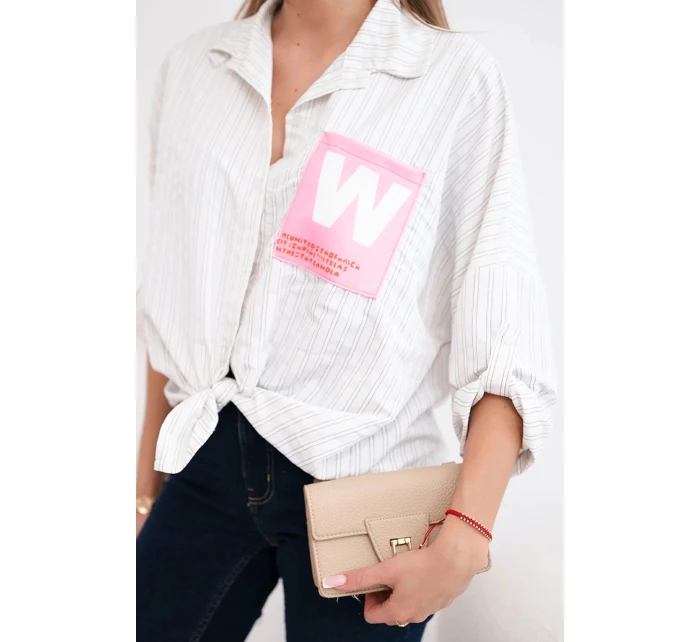 Dámská bavlněná košile s pásky a vázáním béžová Dámská bavlněná košile s pásky a vázáním béžová