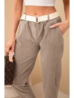 Dámské kordové kalhoty s páskem fango