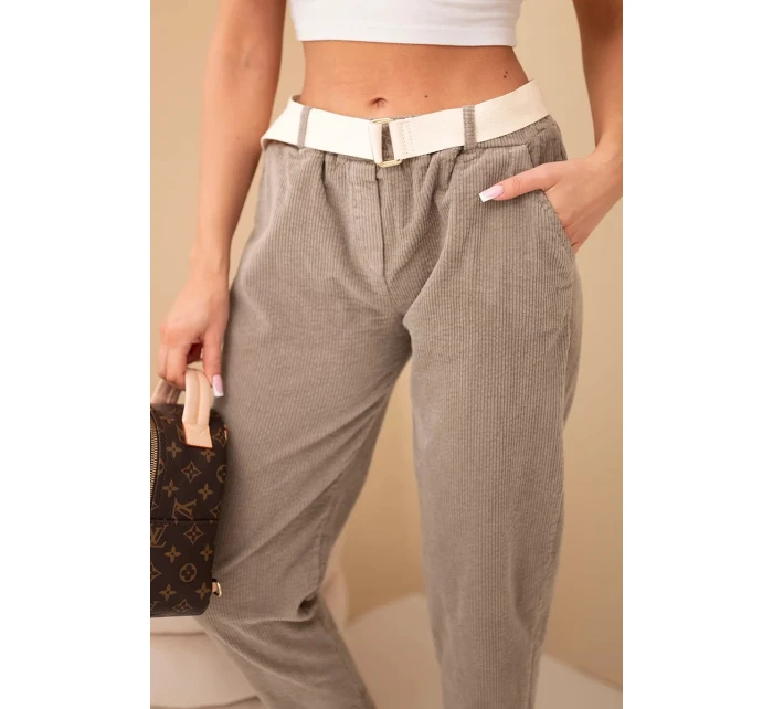 Dámské kordové kalhoty s páskem fango Dámské kordové kalhoty s páskem fango