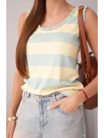 Dámská viskózová model 21961378 blůza v barevných pruzích tmavě mátová + žlutá - K-Fashion