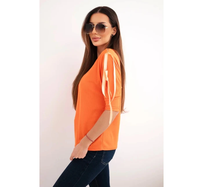 Dámská viskózová blůza s ozdobnými model 21961390 oranžová - K-Fashion Dámská viskózová blůza s ozdobnými model 21961390 oranžová - K-Fashion