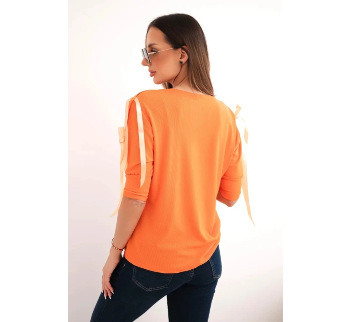 Dámská viskózová blůza s ozdobnými model 21961390 oranžová - K-Fashion Dámská viskózová blůza s ozdobnými model 21961390 oranžová - K-Fashion