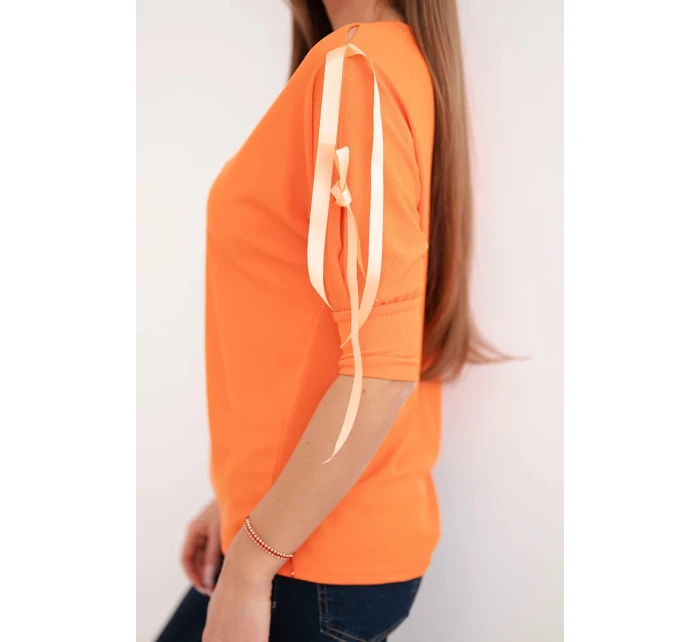 Dámská viskózová blůza s ozdobnými model 21961390 oranžová - K-Fashion Dámská viskózová blůza s ozdobnými model 21961390 oranžová - K-Fashion
