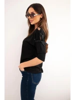 Dámská viskózová blůza s ozdobnými model 22010144 černá - K-Fashion