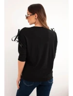 Dámská viskózová blůza s ozdobnými model 22010144 černá - K-Fashion