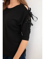 Dámská viskózová blůza s ozdobnými model 22010144 černá - K-Fashion