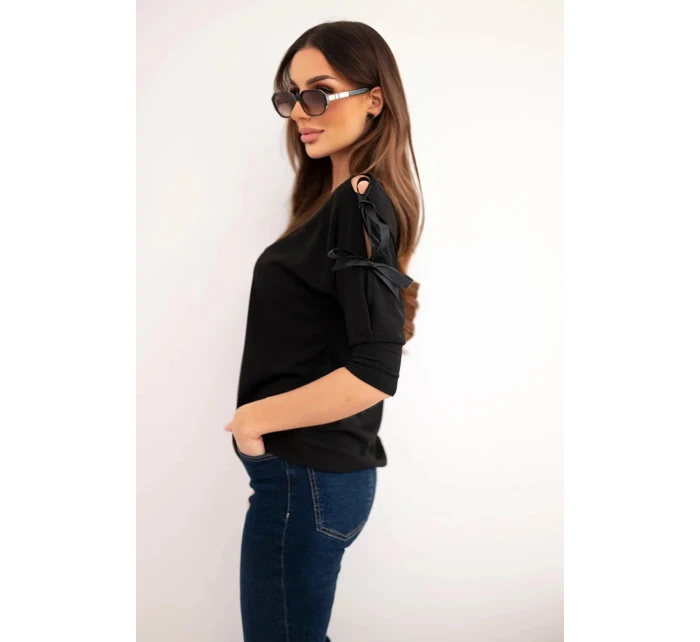 Dámská viskózová blůza s ozdobnými model 22010144 černá - K-Fashion Dámská viskózová blůza s ozdobnými model 22010144 černá - K-Fashion