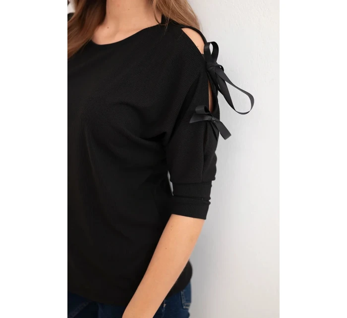 Dámská viskózová blůza s ozdobnými model 22010144 černá - K-Fashion Dámská viskózová blůza s ozdobnými model 22010144 černá - K-Fashion