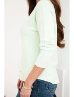 Dámský svetr z viskózy s dlouhým rukávem a kulatým výstřihem světle mátový Dámský svetr z viskózy s dlouhým rukávem a kulatým výstřihem světle mátový