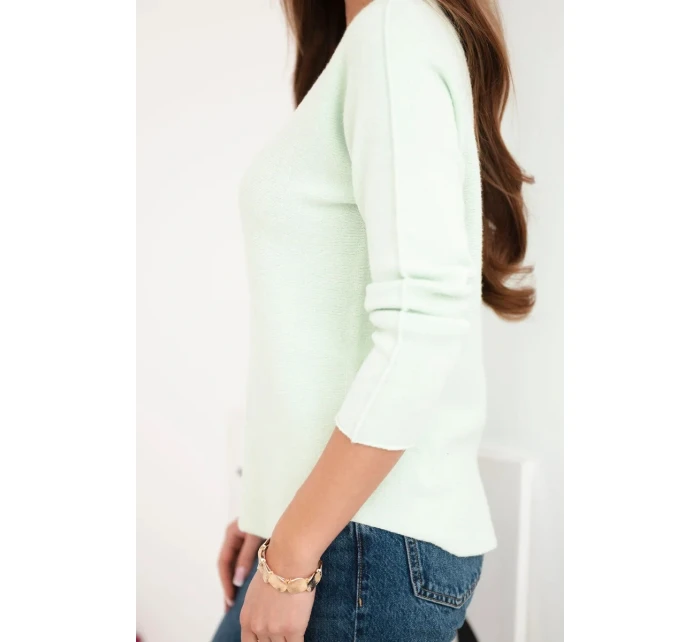 Dámský svetr z viskózy s dlouhým rukávem a kulatým výstřihem světle mátový Dámský svetr z viskózy s dlouhým rukávem a kulatým výstřihem světle mátový