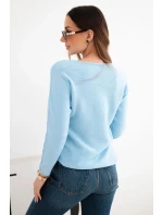 Dámský svetr z viskózy s dlouhým rukávem a kulatým výstřihem modrý Dámský svetr z viskózy s dlouhým rukávem a kulatým výstřihem modrý