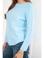 Dámský svetr z viskózy s dlouhým rukávem a kulatým výstřihem modrý Dámský svetr z viskózy s dlouhým rukávem a kulatým výstřihem modrý