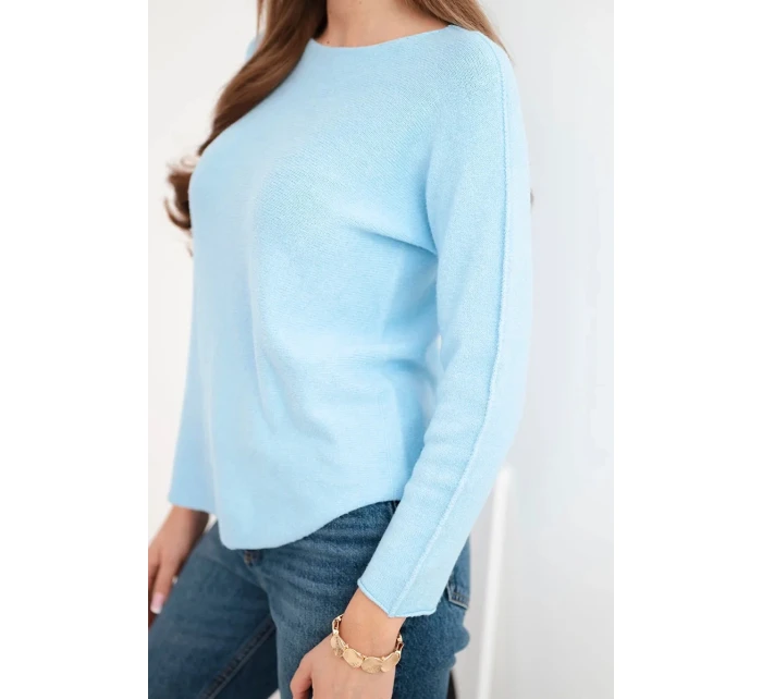Dámský svetr z viskózy s dlouhým rukávem a kulatým výstřihem modrý Dámský svetr z viskózy s dlouhým rukávem a kulatým výstřihem modrý