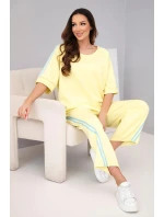 Dámský máslový komplet z viskózy mikina a kalhoty s lampasy žlutý Dámský máslový komplet z viskózy mikina a kalhoty s lampasy žlutý