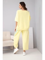 Dámský máslový komplet z viskózy mikina a kalhoty s lampasy žlutý Dámský máslový komplet z viskózy mikina a kalhoty s lampasy žlutý