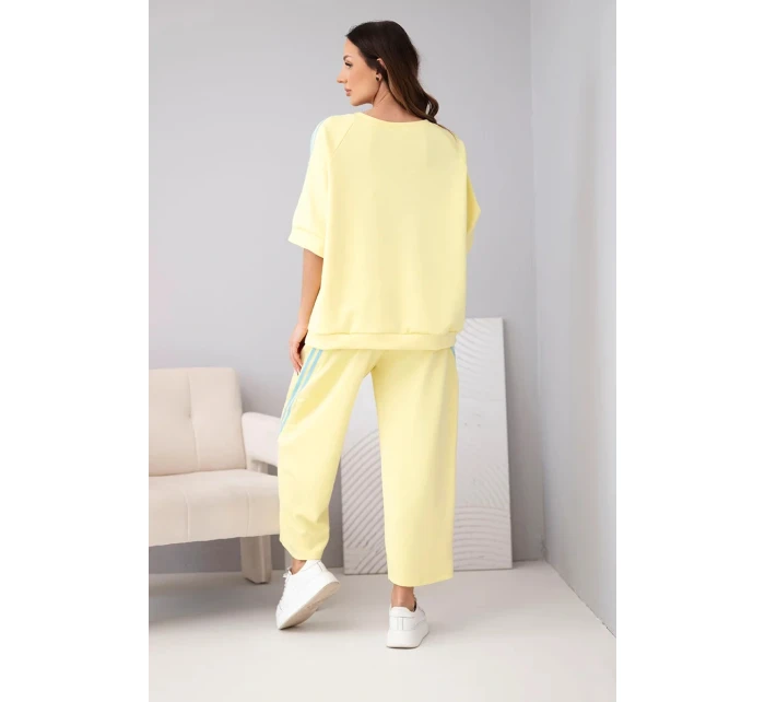 Dámský máslový komplet z viskózy mikina a kalhoty s lampasy žlutý Dámský máslový komplet z viskózy mikina a kalhoty s lampasy žlutý