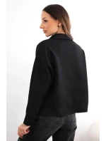 Dámská máslová mikina z viskózy s límečkem a výstřihem do V černá
