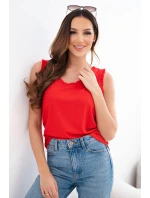 Dámská halenka z viskózy s volánkem u výstřihu červená Dámská halenka z viskózy s volánkem u výstřihu červená