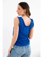 Dámská halenka z viskózy s volánkem u výstřihu chrpová Dámská halenka z viskózy s volánkem u výstřihu chrpová