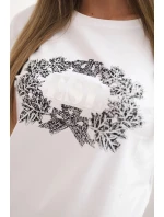 Dámská bavlněná halenka s ozdobným potiskem ESL bílá Dámská bavlněná halenka s ozdobným potiskem ESL bílá