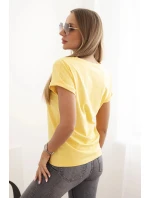 Dámská bavlněná halenka s ozdobným potiskem ESL žlutá