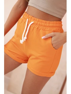 Dámské bavlněné kraťasy s gumou a šňůrkou v pase oranžové