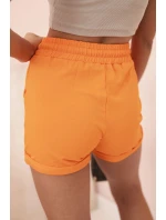 Dámské bavlněné kraťasy s gumou a šňůrkou v pase oranžové