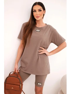 Dámský bavlněný komplet s krátkým rukávem a šortkami fango