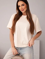 Dámská bavlněná basic halenka s krátkým rukávem béžová