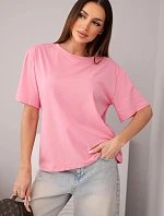 Dámská bavlněná basic halenka s krátkým rukávem světle růžová