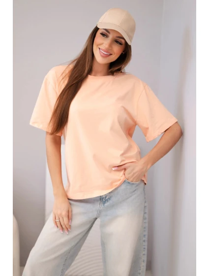 Dámská bavlněná basic halenka s krátkým rukávem lososová Dámská bavlněná basic halenka s krátkým rukávem lososová