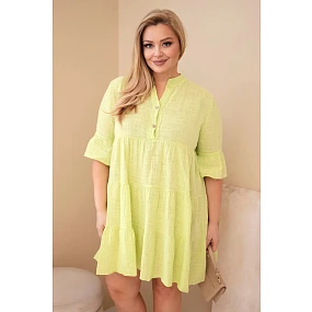 Dámské bavlněné šaty Plus Size s volánky světle zelená