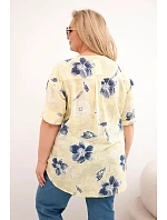 Dámská bavlněná halenka Plus Size s květinovým vzorem žlutá